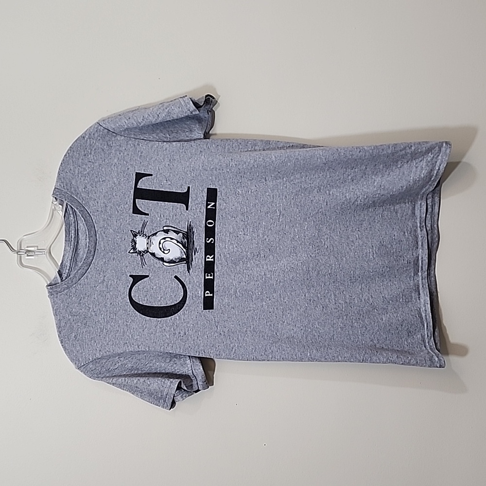 Cat person heathered gray short sleeve graphic t-shirt woman's size small